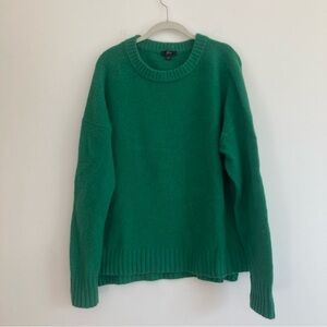 J Crew Merino Wool Alpaca Blend Kelly Green Sweater Holiday Minimalist Large